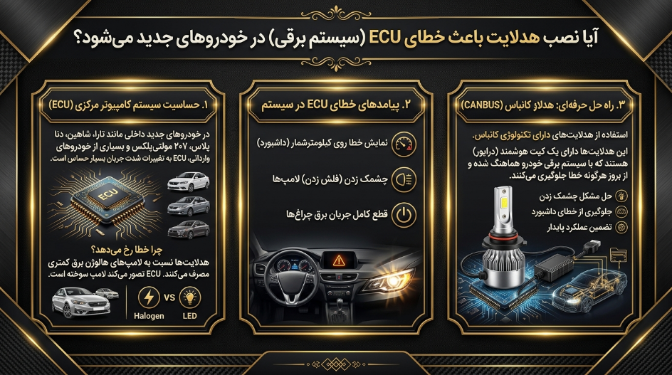 هدلایت خودرو باعث خطا در سیستم برق خودرو میشود