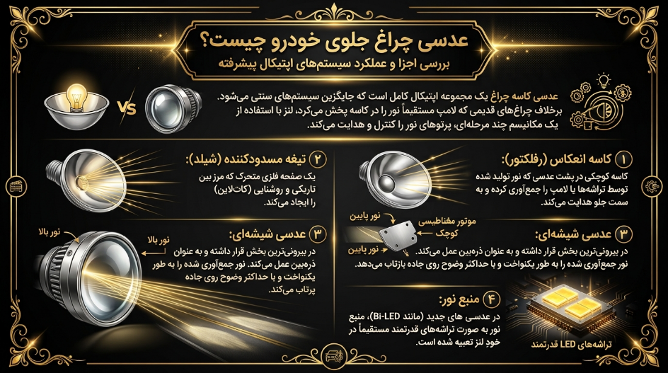  لنز چراغ جلو چیست 